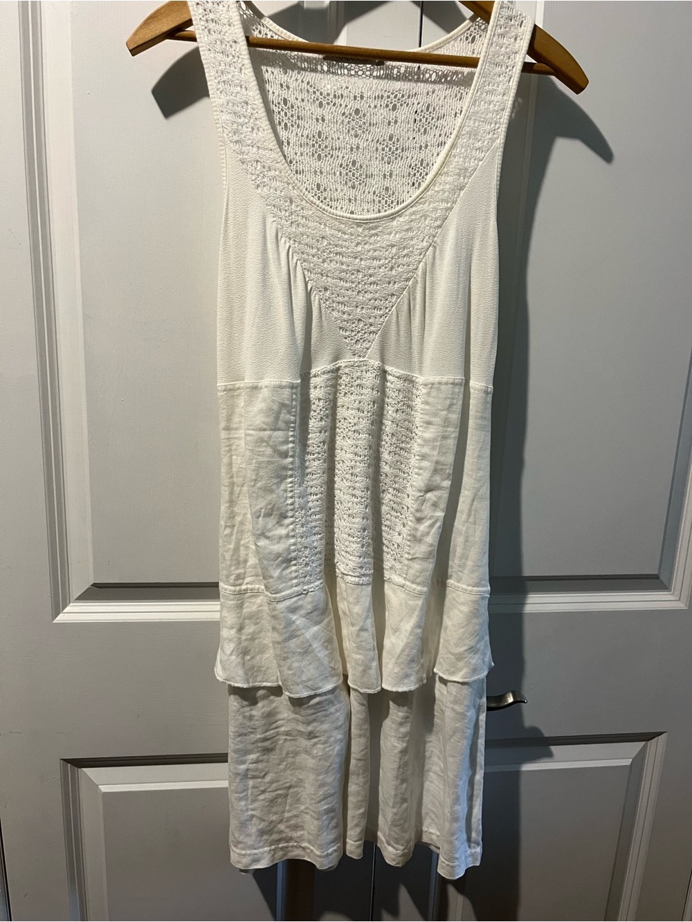 Linen Cotton Crochet-Detail Sleeveless Dress- Made I. Portugal